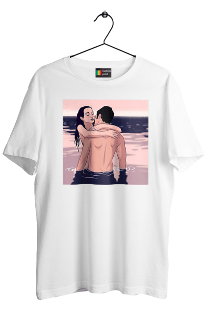Футболка чоловіча з принтом "Парочка Обнімається В Річці". Голо, кохання, пара. 2070702