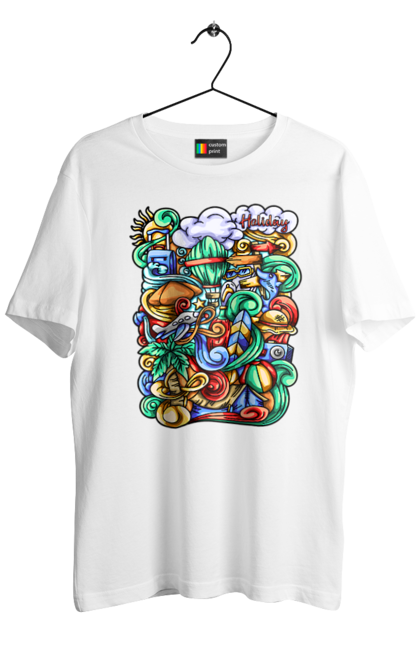 Футболка чоловіча з принтом "Канікули відпочинок арт". Відпочинок, канікули, літо, море, пляж, подорож. 2070702