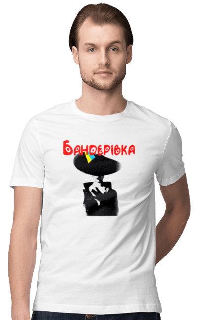 Футболка чоловіча з принтом "Бандерівка". Бандера, бандерівка, війна, військово повітряні війська, вірю в зсу, все, літак, ні війні, орки, слава україні, україна, українка. 2070702