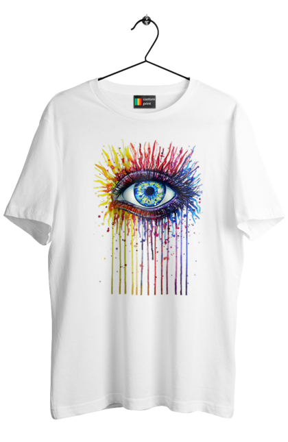 Футболка мужская с принтом Красочно Течет Глаз. Глаз, краски. 2070702