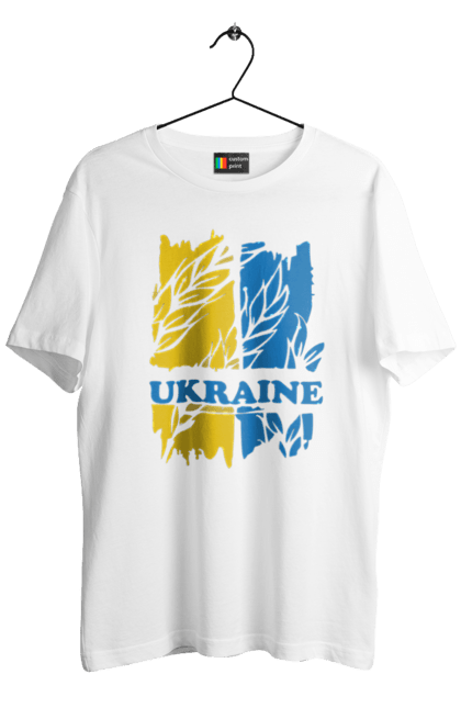 Футболка чоловіча з принтом "Україна колоски пшениці". Колоски пшениці, символ україни, україна, україна колоски пшениці, українська символіка. 2070702