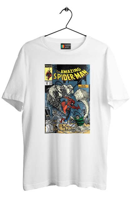 Men's t-shirt with prints Spider Man. Avengers, comics, film, marvel, spider man, superhero. CustomPrint.market