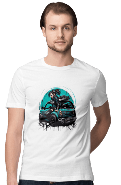 Футболка чоловіча з принтом "Кіберпанк дівчина". Арт, графіка, дівчата, ігри, кіберпанк, малюнок. 2070702