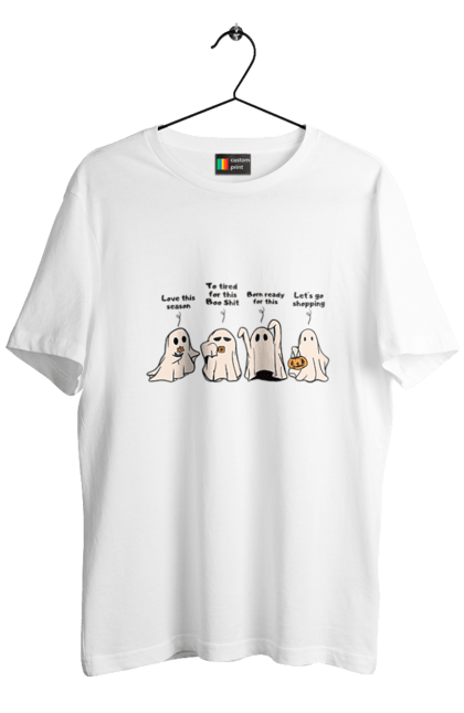 Men's t-shirt with prints Halloween Ghost. Costume, ghost, halloween, holiday, october, october 31, scary, sweets, trick or treat. 2070702