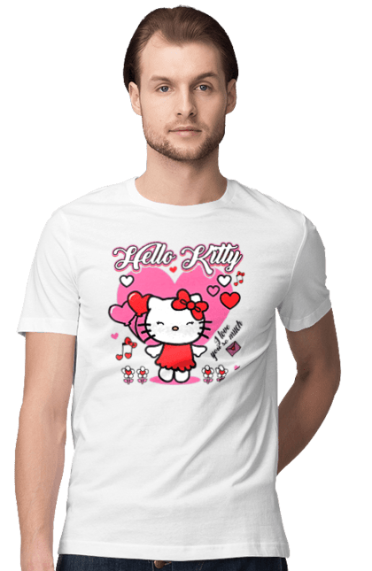 Men's t-shirt with prints Hello Kitty. Brand, cat, character, hello kitty, kitten. 2070702