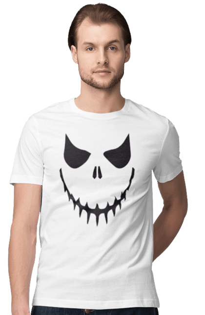 Men's t-shirt with prints Halloween pumpkin face. Costume, halloween, holiday, october, october 31, pumpkin, scary, sweets, trick or treat. 2070702