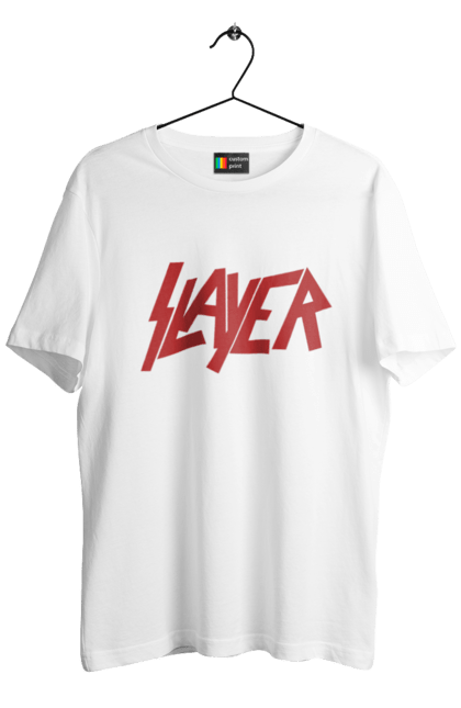 Футболка чоловіча з принтом "Slayer". Slayer, грув метал, група, метал група, музика, ню метал, спід метал, треш метал, череп. 2070702