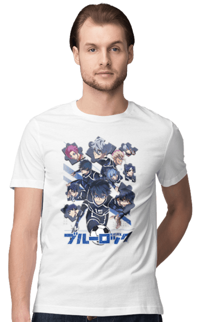 Men's t-shirt with prints Blue Lock. Anime, blue lock, blue prison, manga, sport, sports anime. 2070702