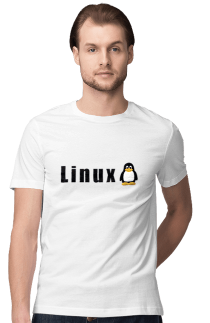Футболка чоловіча з принтом "Linux". Linux, адміністратор, айті, айтішник, безкоштовна, безкоштовно, вільна, доступність, комерційна, незалежність, операційна система, ос, пінгвін, програміст, програмне забезпечення, свобода, сервер, сисадмін, система, системний адміністратор, софт, текст, чорний. 2070702