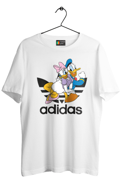 Футболка мужская с принтом Adidas Дональд Дак. Adidas, daisy duck, donald duck, адидас, дейзи дак, дональд дак, мультсериал, мультфильм. 2070702