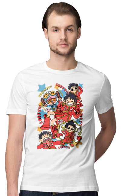 Men's t-shirt with prints One Piece Luffy. Anime, luffy, manga, monkey de luffy, one piece, pirates. 2070702