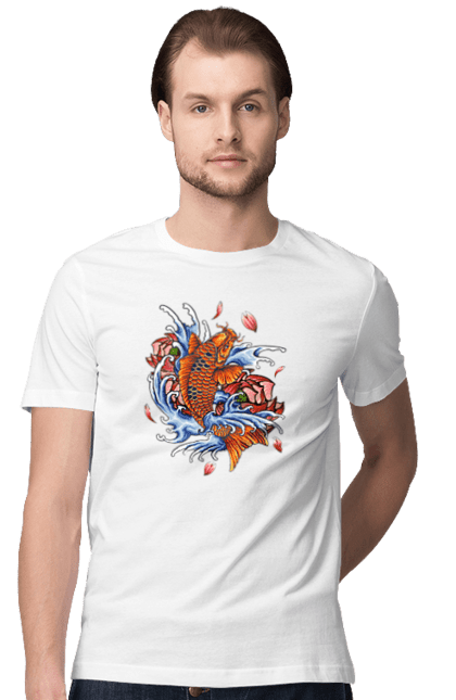 Футболка чоловіча з принтом "Риба і хвилі". Ryba, квітка, хвиля. 2070702