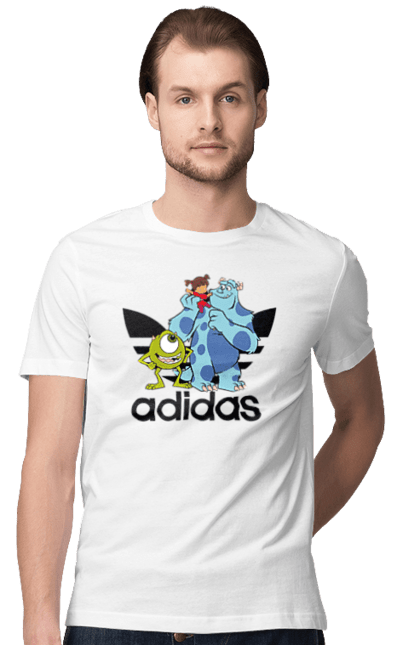 Футболка чоловіча з принтом "Adidas Корпорація монстрів". Adidas, monsters inc, pixar, адідас, корпорація монстрів, мультфільм. 2070702