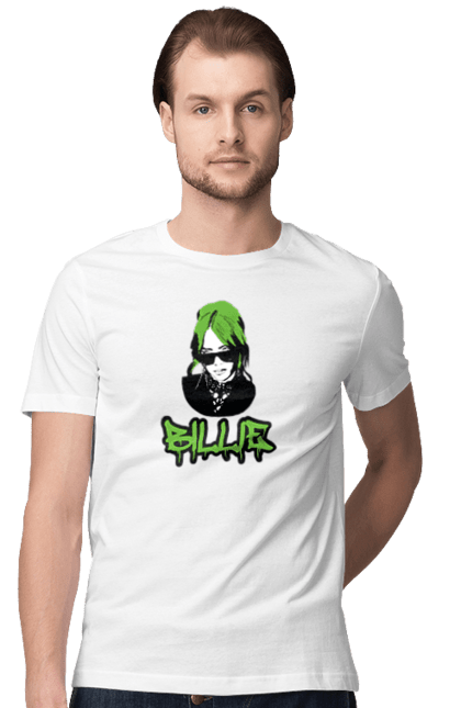 Футболка чоловіча з принтом "Billie Eilish". Активістка, біллі айліш, мизукант, права, співачка, тварини. 2070702