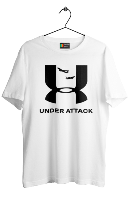 Футболка чоловіча з принтом "Under Attack black". Андер армор, бренди, гумор, приколи, прикольні, ундер армор. 2070702