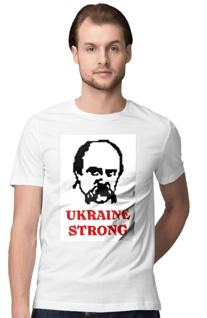 Футболка чоловіча з принтом "Тарас Шевченко". Бавовна, бавовнятко, війна, герб, доброго вечора, зсу, прапор україни, русский военный корабль, тарас шевченко, україна. 2070702