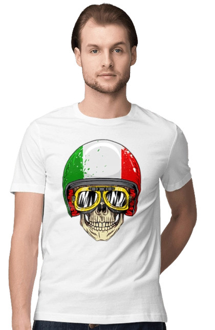 Skull in a motorcycle helmet