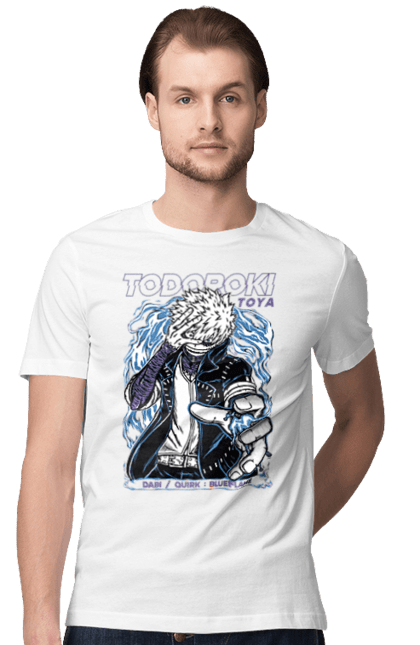 Футболка чоловіча з принтом "Моя академія героїв Дабі". Dabi, my hero academia, todoroki, toya todoroki, академія юей, аніме, дабі, моя академія героїв, тодорокі, тойя тодорокі. 2070702