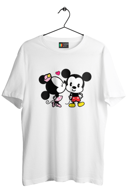 Футболка мужская с принтом Микки Маус и Минни Маус. Mickey mouse, minnie mouse, дисней, микки, микки маус, минни маус, мультфильм. 2070702