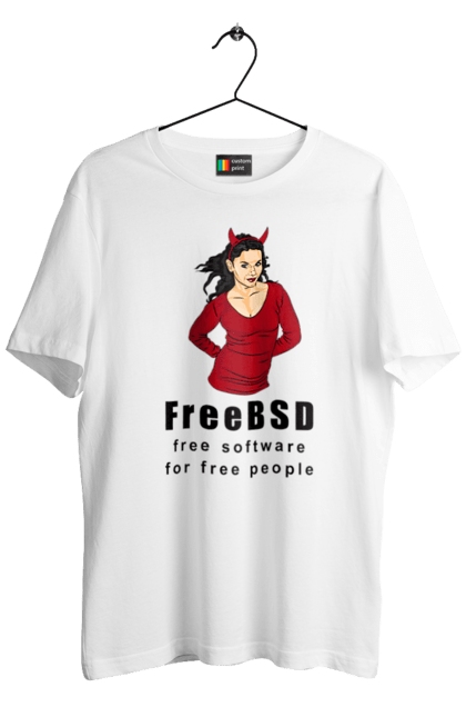 Футболка чоловіча з принтом "Freebsd Для Вільних". Bsd, freebsd, unix, адміністратор, айті, айтішник, безкоштовна, безкоштовно, бестія, вільна, демон, демонесса, доступність, незалежність, операційна система, ос, програміст, програмне забезпечення, свобода, сисадмін, система, системний адміністратор, софт, текст, червоний, чорний. 2070702