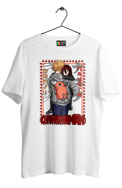 Футболка мужская с принтом Человек Бензопила Дэнджи и Наюта. Anime, chainsaw man, denji, manga, nayuta, аниме, дэнджи, манга, наюта, человек-бензопила. 2070702