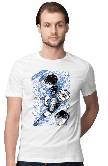 Men's t-shirt with prints Blue Lock Isagi Yoichi. Anime, blue lock, blue prison, manga, sport, sports anime, yoichi isagi. 2070702