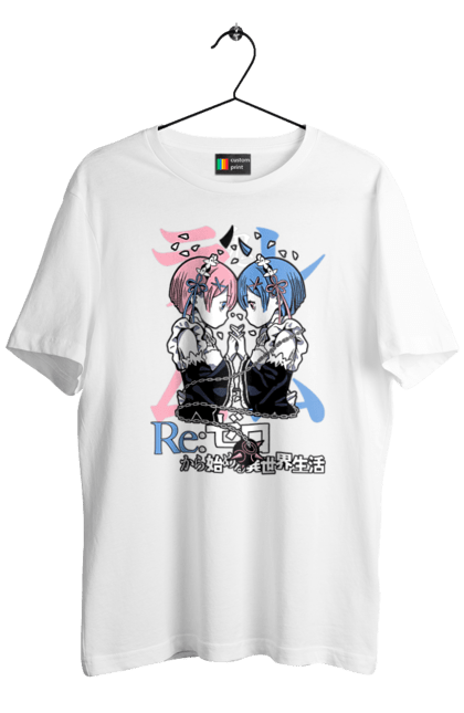 Футболка чоловіча з принтом "Re:Zero". Anime, manga, ram, re:zero, rem, аніме, драма, манга, рам, рем. 2070702