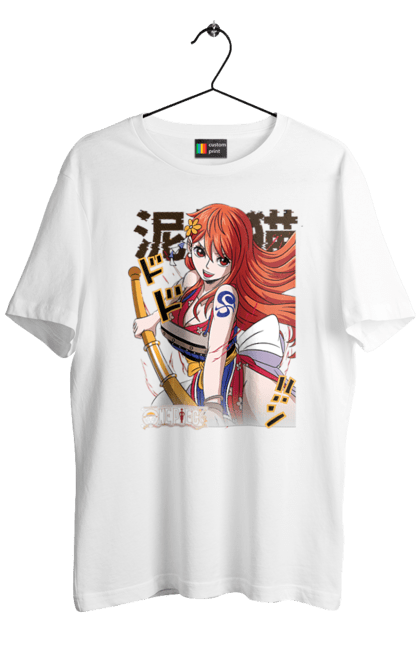 Men's t-shirt with prints One Piece Nami. Anime, cat burglar, manga, nami, one piece, straw hat pirates. 2070702