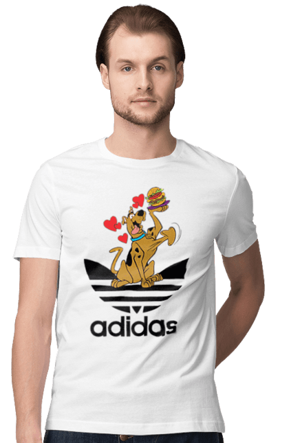 Футболка чоловіча з принтом "Adidas Скубі Ду". Adidas, scooby doo, scooby-doo, адідас, мультсеріал, серіал, скубі ду, скубі-ду, собака. 2070702