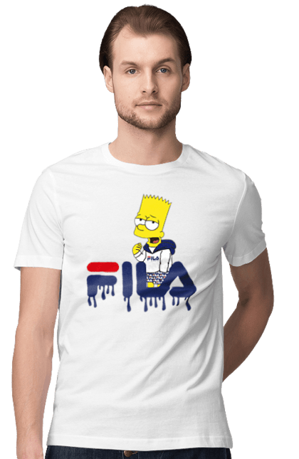 Men's t-shirt with prints Bart FILA. Bart, cartoon, character, simpson, simpsons, sport, sportswear. 2070702