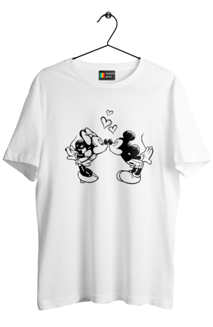 Men's t-shirt with prints Mickey And Minnie, Dark. Kiss, mickey mouse. CustomPrint.market
