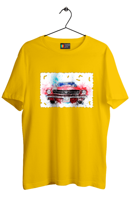Men`s t-shirt with prints Mustang car. Car, donations, help, horse, mustang, mustang car, paypal, road, ukraine, wheel. 2070702