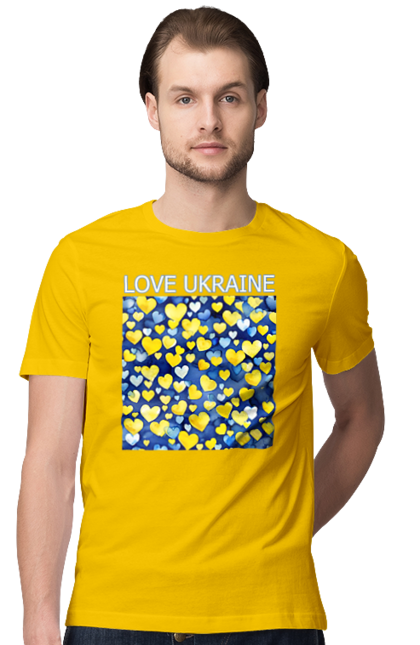 Футболка чоловіча з принтом "Люблю Україну". Люблю україну, любов, серце, символи україни, україна, українська символіка. 2070702