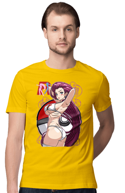 Men's t-shirt with prints Pokemon Jessie. Anime, games, jessie, nintendo, pokemon, pokemon go, r command, team rocket. 2070702