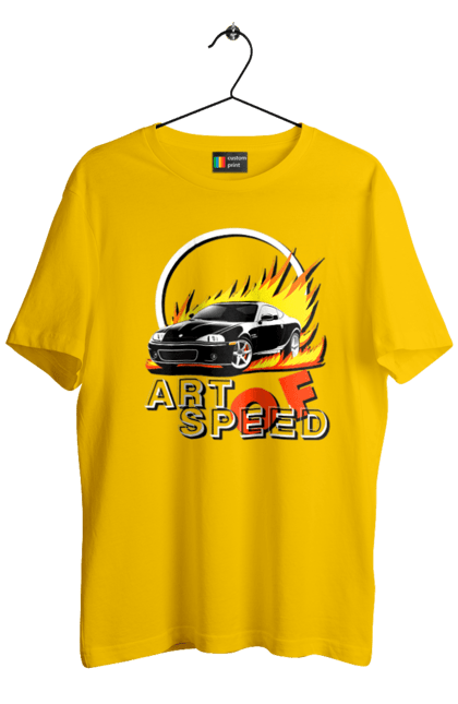Футболка чоловіча з принтом "Автомобіль у вогні". Авто, автомобіль у вогні, гонка, дрейф, спорт, спортивна машина, швидкість. 2070702