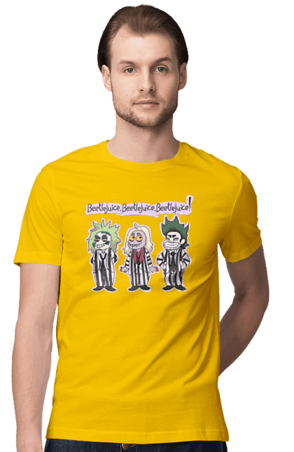 Men's t-shirt with prints Beetlejuice. Beetlejuice, comedy, ghost, horror, movie, tim burton, warner bros. 2070702