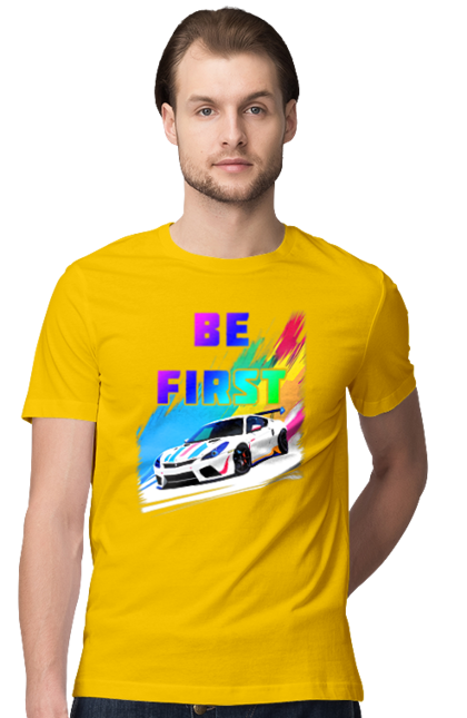 Футболка чоловіча з принтом "Гонка". Автомобільний, гонка, спортивна машина, спортивний автомобіль. 2070702