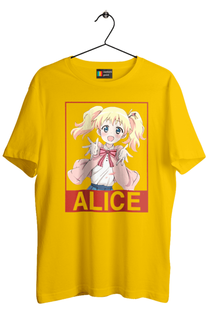 Футболка чоловіча з принтом "Золота мозаїка Аліса Картелет". Alice cartelet, anime, kiniro mosaic, kinmoza, manga, аліса, аліса картелет, аніме, золота мозаїка, манга. 2070702