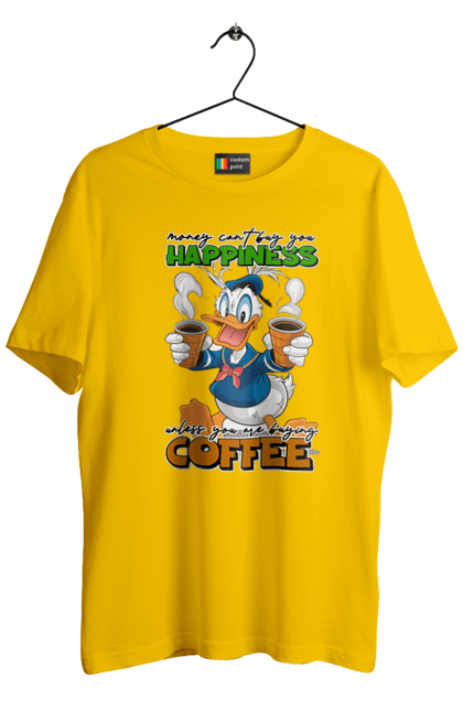 Men's t-shirt with prints Donald Duck Coffee. Animated series, cartoon, coffee, cup, disney, donald duck. 2070702