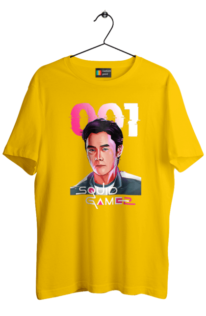 Футболка чоловіча з принтом "Гра в кальмара Хван Ін Хо". 001, front man, netflix, squid game, гра в кальмара, гравець 001, нетфлікс, серіал, фронтмен, хван ін хо. 2070702