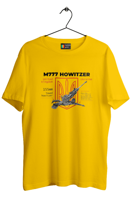Футболка чоловіча з принтом "155 мм гаубиця M777". Archer, bayraktar, himars, javelin, m777, patriot, weapon, zaluzhny, гаубиця. 2070702