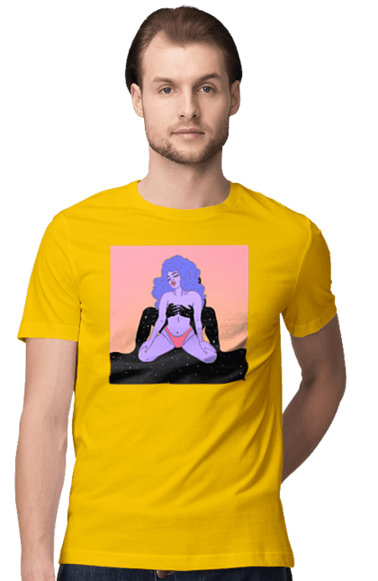 Футболка чоловіча з принтом "Фіолетова Дівчина В Трусиках". Інопланетянка, у трусах. 2070702