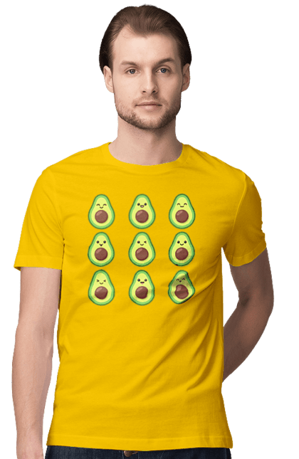 Men`s t-shirt with prints Avocado Mood. Avocado, emotion, food. 2070702