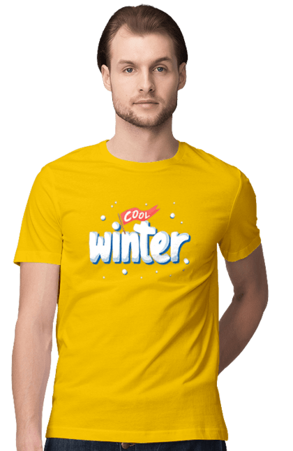 Футболка чоловіча з принтом "Крута зима". Зима, круто, напис, погода, пори року, природа, свято, сезон, сніг. KRUTO.  Магазин популярних футболок