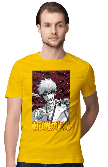 Men's t-shirt with prints Bleach Ichigo Kurosaki. Anime, bleach, ichigo, ichigo kurosaki, manga. 2070702