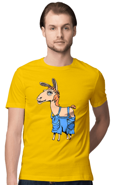 Men`s t-shirt with prints Llama Jumpsuit. Lama, overalls. 2070702