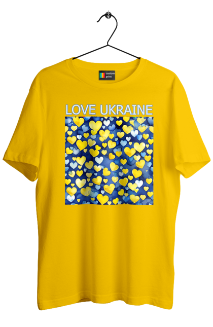 Футболка чоловіча з принтом "Люблю Україну". Люблю україну, любов, серце, символи україни, україна, українська символіка. 2070702