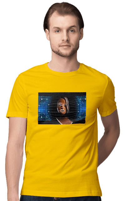 Футболка чоловіча з принтом "Штучний Розум". Айті, айтішник, гик, жінка, знання, інженер, інтелект, кібер, кібернетика, кіборг, код, комп, комп`ютерник, кристал, машинне навчання, мікросхема, мозок, портрет, програміст, професіонал, професія, розробник, розум, світиться, світло, хакер, чіп, штучний інтелект, штучний розум. 2070702