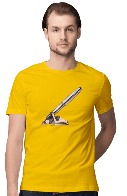 Футболка мужская с принтом Большой Патрон. Девушка, патрон, пуля. 2070702