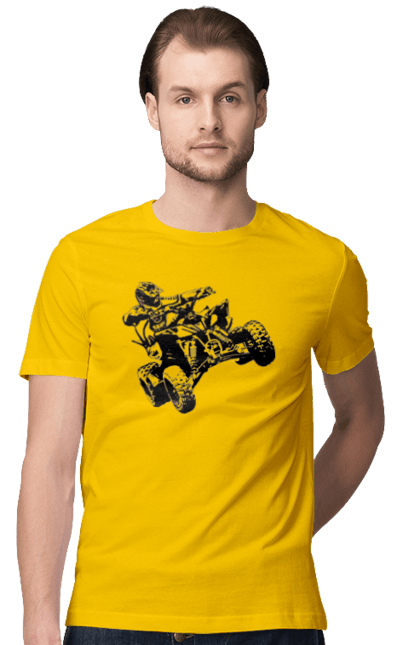 Men`s t-shirt with prints Man On Atv Black. Atv, extreme, race. 2070702